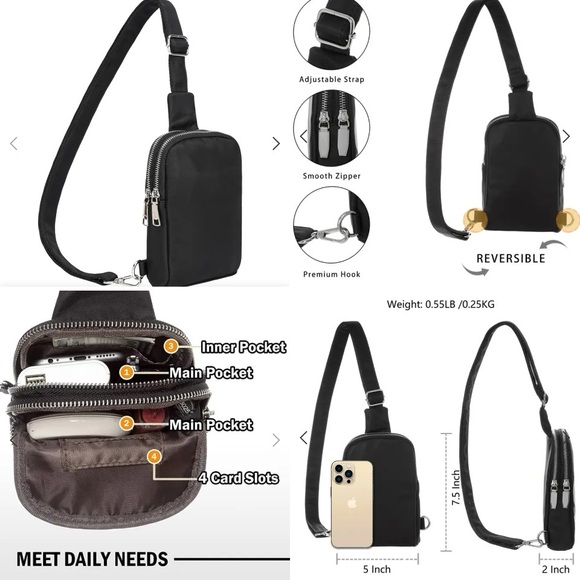 Houndstooth Print small sling bag in excellent condition - Picture 2 of 5